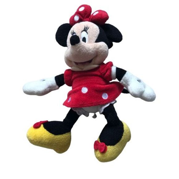 Disney Store Minnie Mouse Doll Plush Red Dress Yellow Shoes Multicolor 9" - Picture 1 of 6